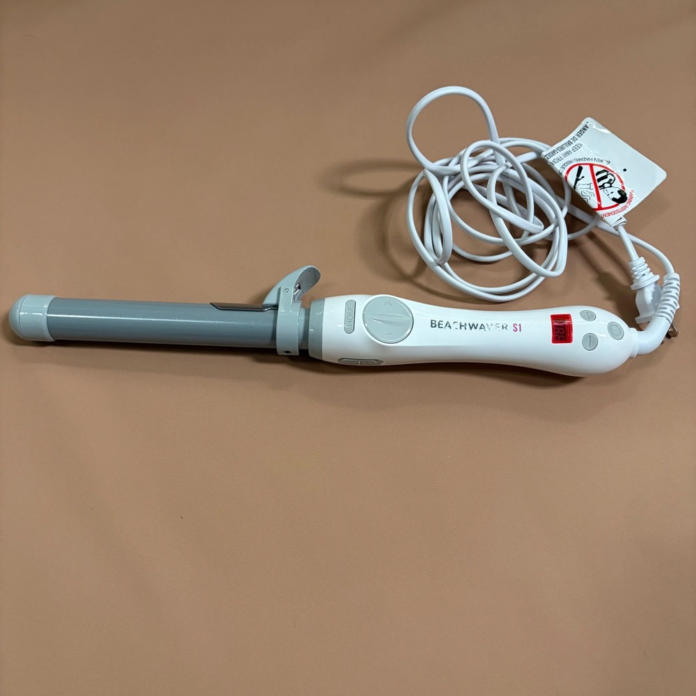 Beachwaver S1 Rotating Curling Iron White Grey Ceramic 1 Inch Barrel Wand